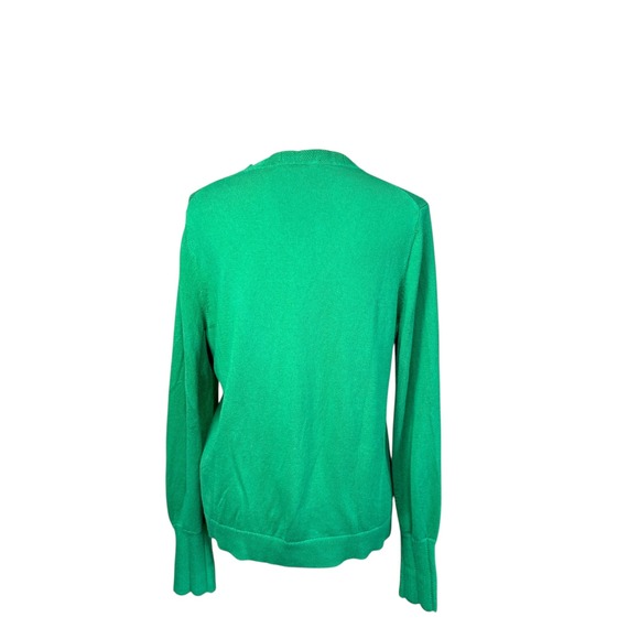 Boden Green Scallop Trim Cardigan Sweater Button Front Long Sleeve Women's L - Picture 6 of 7
